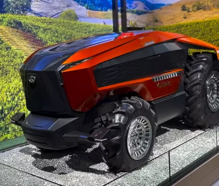 Kubota dévoile au CES 2024 à Las Vegas un concept de tracteur vignes et vergers robotisé électrique. 