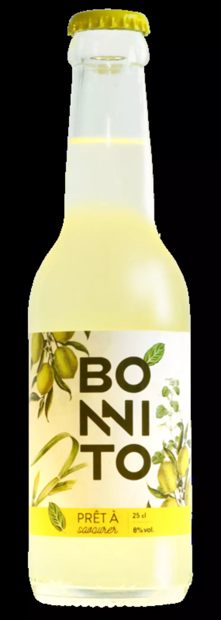 Le cocktail Bonnito, élaboré avec environ 65 % de vin blanc, est conditionné en bouteilles de 25 cl et titre 8 % vol.