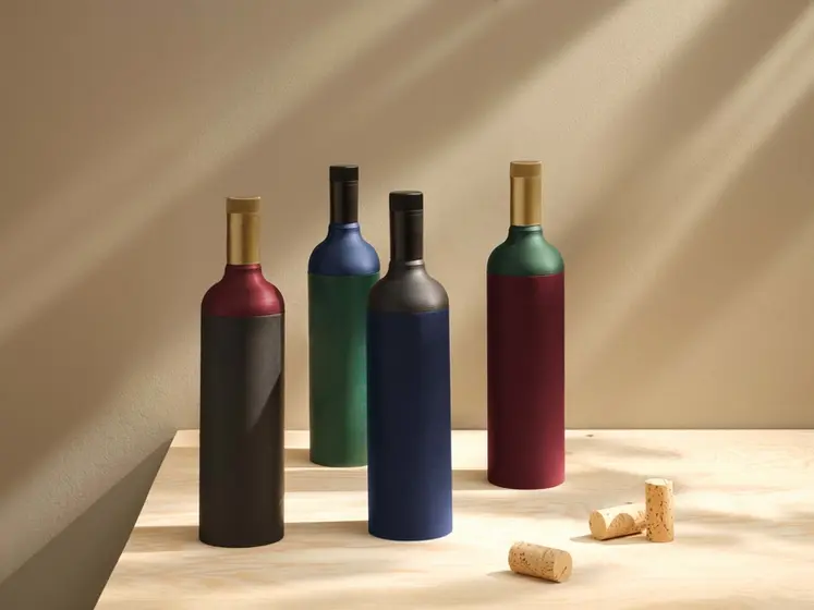 <em class="placeholder">Composée d&#039;un étui en carton et d&#039;une poche en PE/EVOH, la Green Gen Bottle Carton cherche à concilier élégance et durabilité.</em>