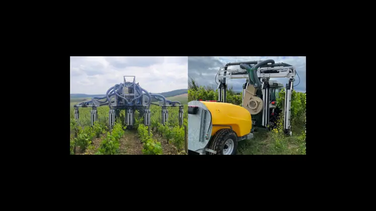 <em class="placeholder">Pulvérisateur viticole interligne et cellule de pulvérisation Bliss Ecospray dans les vignes</em>