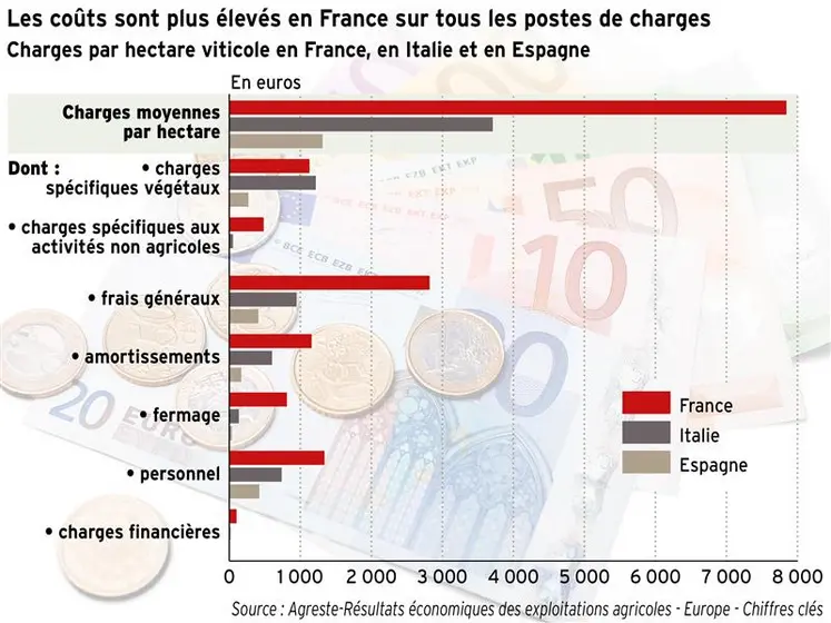 Comparaison des coûts des entreprises viticoles françaises, italiennes et espagnoles.