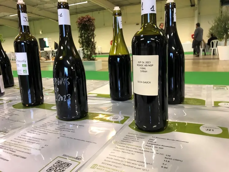 <em class="placeholder">Vins disponibles en vrac présentés à la dégustation à Millésime bio 2024, à Montpellier, du 29 au 31 janvier 2024.</em>