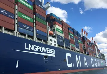 <em class="placeholder">porte container port du Havre - 400 m de long - plus de 21 000 container - parmi les plus grands au monde en septembre 2022</em>