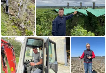 intercep, toile de protection, mini-pelle, vigneron