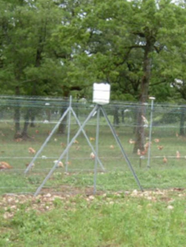 <em class="placeholder">Plusieurs antennes RFID sont positionnées sur le parcours pour géolocaliser les poulets pucés.</em>