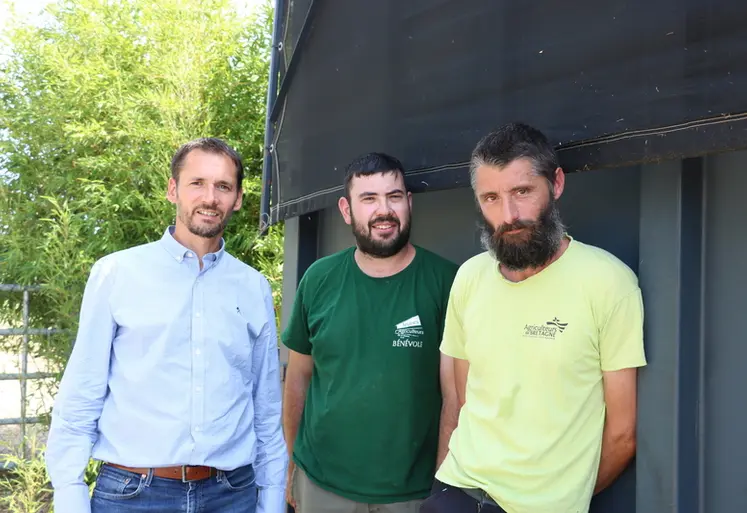 <em class="placeholder">Stéphane Letué, directeur des Fermiers de Janzé et de la méthanisation Enerfées avec Nicolas Coger et Mathieu Sourdril, producteurs de volailles de Janzé : « Le ...</em>
