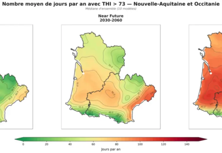<em class="placeholder">110 jours de risque sévère par an d'ici 2070-2099 dans le sud-ouest.  </em>