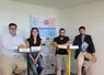 <em class="placeholder">Anthony Gobin (directeur commercial de LeRoy LLC), Venice Graf (responsable RSE de Sanders), Mickaël Goyet (responsable RSE du groupe Grimaud) et Clément Moy (éleveur de ...</em>