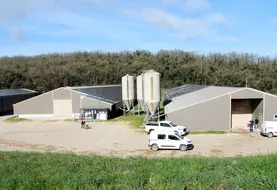 <em class="placeholder">Les bâtiments de poulets construits en 2018 et 2022 sont tous deux équipés d'un système pad cooling.</em>
