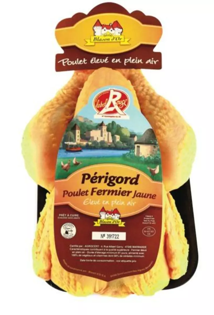 Deux tiers des poulets fermiers 
de la filiale Blason d'Or sont étiquetés Périgord, le fer de lance 
de cet abattoir à vocation régionale.