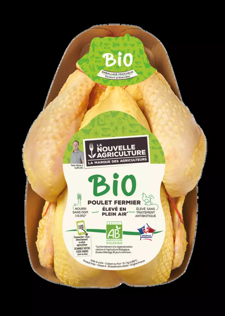 Sur le poulet bio Nouvelle agriculture, deux cahiers des charges se superposent.