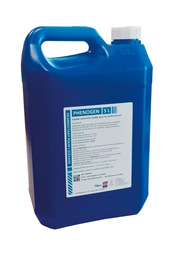 Le désinfectant liquide Phenogen est destiné à l'élimination des parasites (coccidies et cryptosporidies).