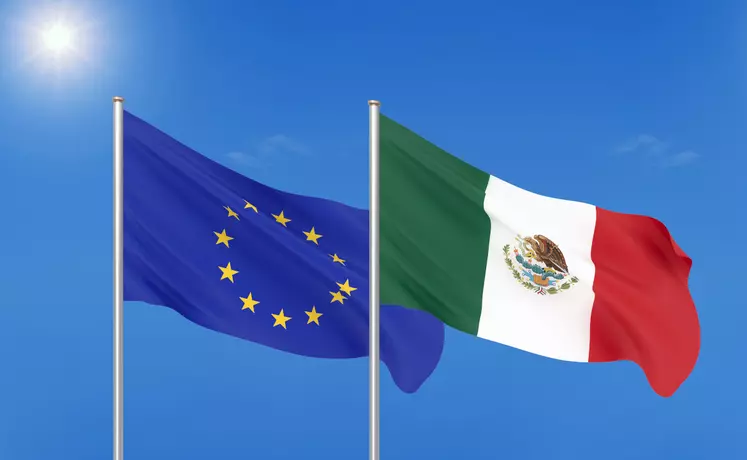 drapeau mexicain et Union européenne