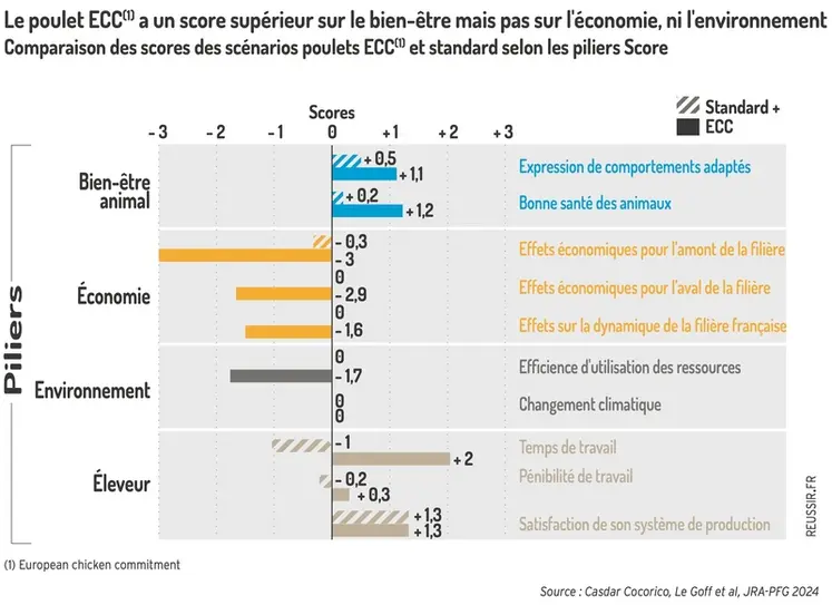 <em class="placeholder">Graphique = Le poulet ECC(1) a un score supérieur sur le bien-être mais pas sur l&#039;économie, ni l&#039;environnementComparaison des scores des scénarios poulets ECC(1) et ...</em>