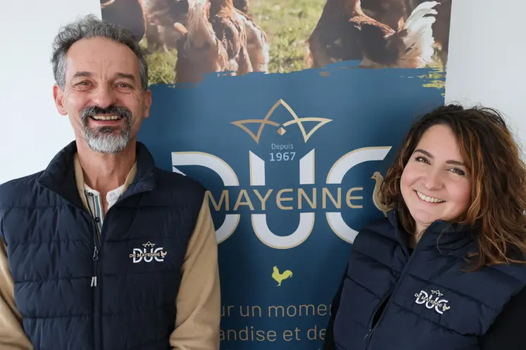 <em class="placeholder">Jérôme Boissé, président de l'ODG Univom et Sophie Pattier, responsable technique et planning de Mayenne Volailles. Le premier s'occupe des relations institutionnelles et ...</em>