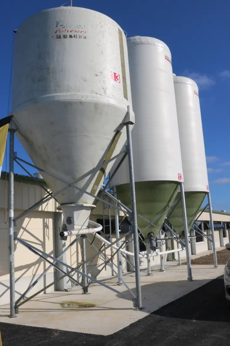 <em class="placeholder">Les trois silos sont sur peson et reliés à deux vis d’alimentation, afin d’assurer la continuité de la distribution en cas de panne d’un moteur.</em>