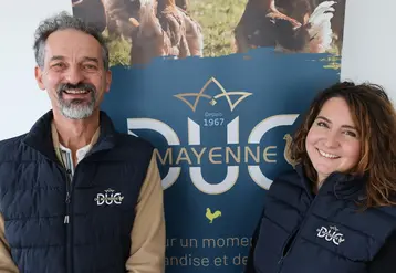 <em class="placeholder">Jérôme Boissé, président de l&#039;ODG Univom et Sophie Pattier, responsable technique et planning de Mayenne Volailles. Le premier s&#039;occupe des relations institutionnelles et ...</em>