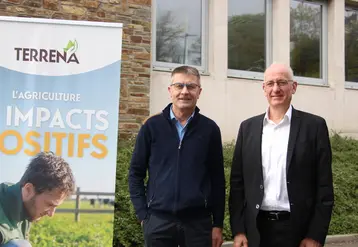 <em class="placeholder">« La performance des filières volailles de chair et œufs a tiré le chiffre d’affaires », soulignent Olivier Chaillou (à gauche), président de Terrena, et Éric ...</em>